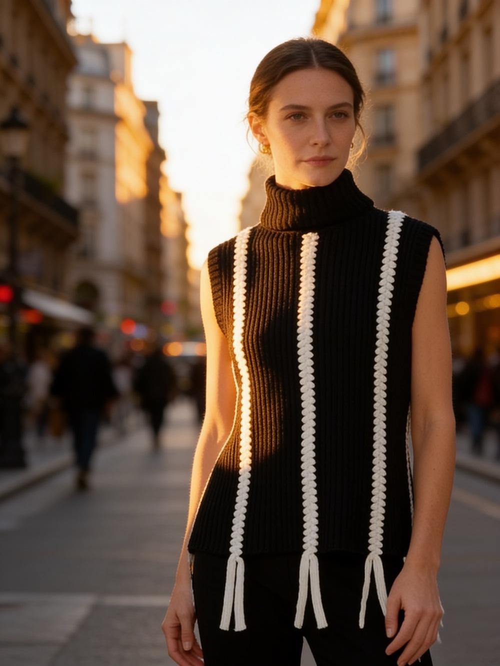 Derek Lam Turtleneck Oversized Sleeveless Sweater Vest